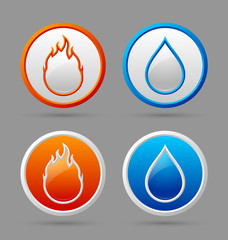 Fire and water icons