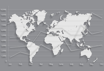 World Map. business chart graph.