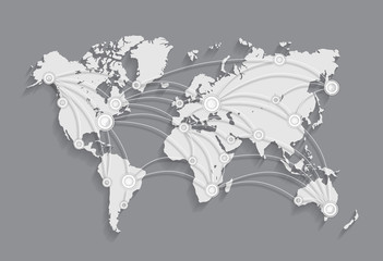 World Map. global business between states.