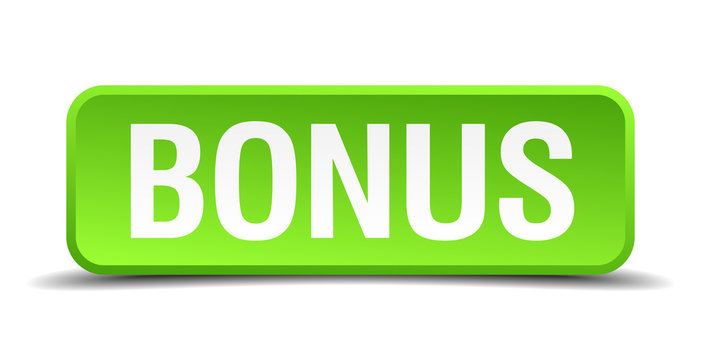 Bonus green 3d realistic square isolated button