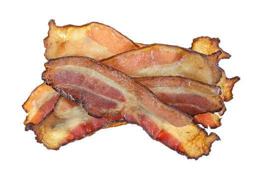 Fried thick sliced smoked bacon
