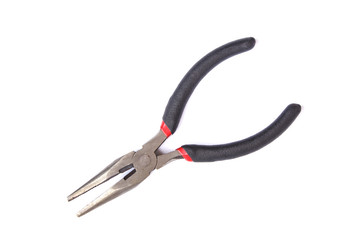 Rusty pliers over white background