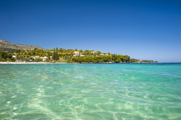 turquoise waters on greek beach, corfu