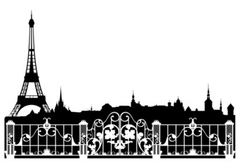 Paris city decorative border