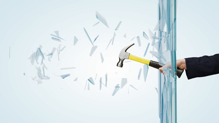 Man breaking glass