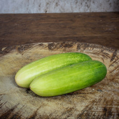 cucumber fruit on wood table