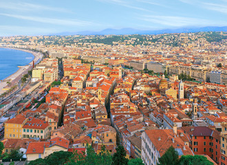 Bird's view of Nice old town, French Riviera
