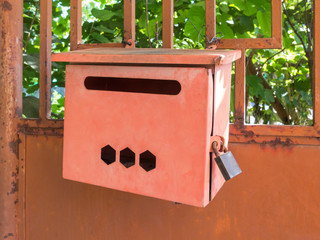 red iron mailbox on homepage