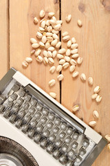 Typewriter and pistachios
