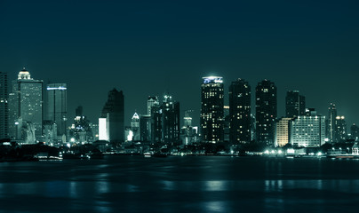 Bangkok skyline at night, Thailand