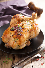 whole roasted chicken with pepper and thyme