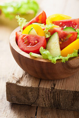 healthy salad with tomatoes cucumber and pepper