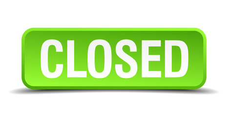 closed green 3d realistic square isolated button
