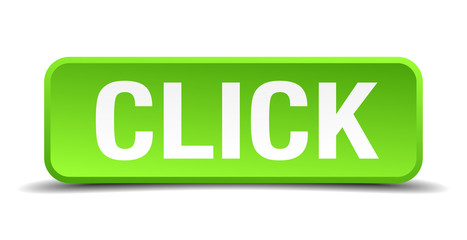 click green 3d realistic square isolated button