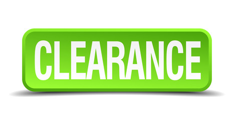 clearance green 3d realistic square isolated button