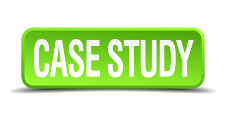 case study green 3d realistic square isolated button