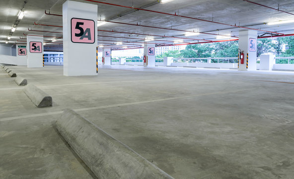Indoor empty parking lot