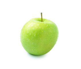 Green apple on white background
