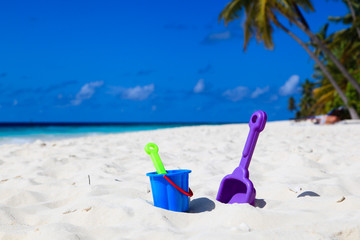 Fototapeta na wymiar kids toys on tropical beach