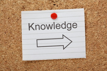 Knowledge This Way reminder on a cork notice board