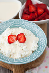 Dieting cottage cheese with fresh strawberries