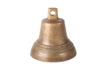 Old brass bell isolated on white background