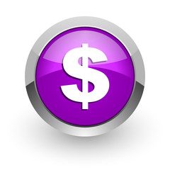 dollar pink glossy web icon