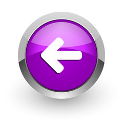 left arrow pink glossy web icon