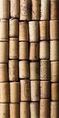 Closeup pattern background of many different wine corks.