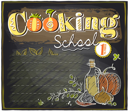 Cooking school chalkboard with place for text.