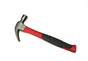 Hammer with red handle isolated on white