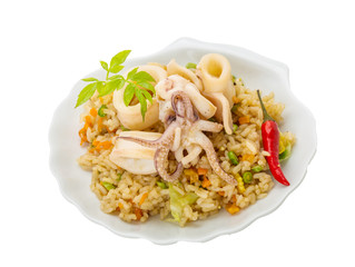 Fried rice with calamari
