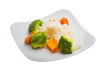 Boiled cabbage and broccoli