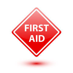 First aid red sign on white