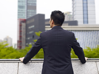 rear view of an asian business executive