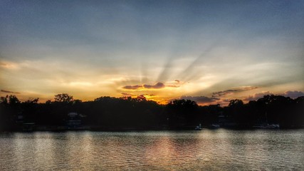 Fototapeta premium Alvarado Lake sunset July