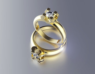 Golden Ring with Diamond. Jewelry background
