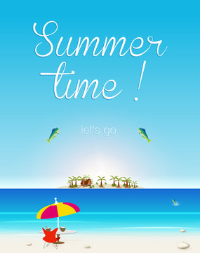 Summer Seaside View Poster, easy all editable