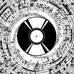 Vector Vinyl Plate with Musical Symbols