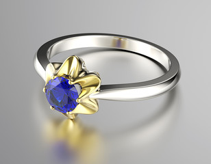 Golden Ring with Diamond. Jewelry background