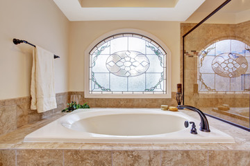 Beautiful bath tub in luxury bathroom