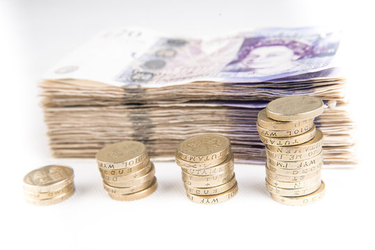 pound notes and coins