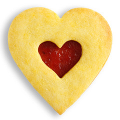 Heart shaped rich butter biscuits with jam center.