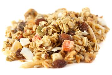Muesli heap on white