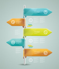 Diagram template of multidirectional pointers on a signpost