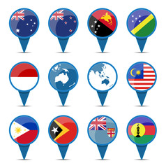 Fototapeta premium National flags of australia oceania