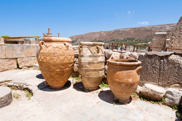 The Pithoi or storage jars at the Knossos palace.Crete, Greece.