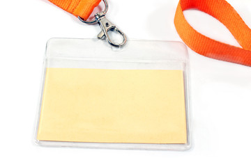 Blank ID card tag on white