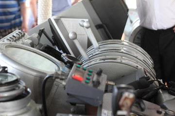 Interior of wheelhouse ship © Arkady Chubykin