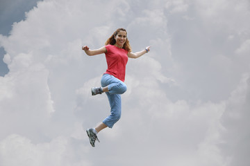 Fototapeta na wymiar Woman jumping